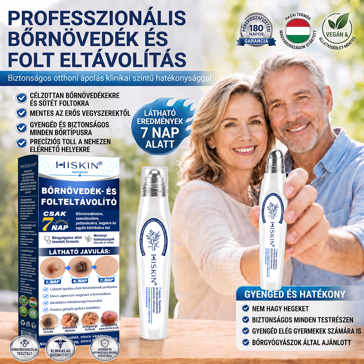 Hivatalos Márkabolt | Hiskin® 7 napos Szemölcseltávolító Roll-on Ápoló Folyadék (Fájdalommentes rollerball technológia, hegek nélkül) 🐬