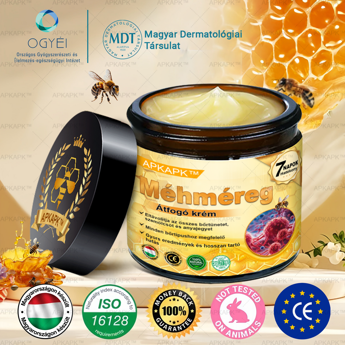 APKAPK® Méhméreges Bőrregeneráló & Feszesítő Krém– Prémium Anti-Aging Ápolás Érett és Érzékeny Bőrre