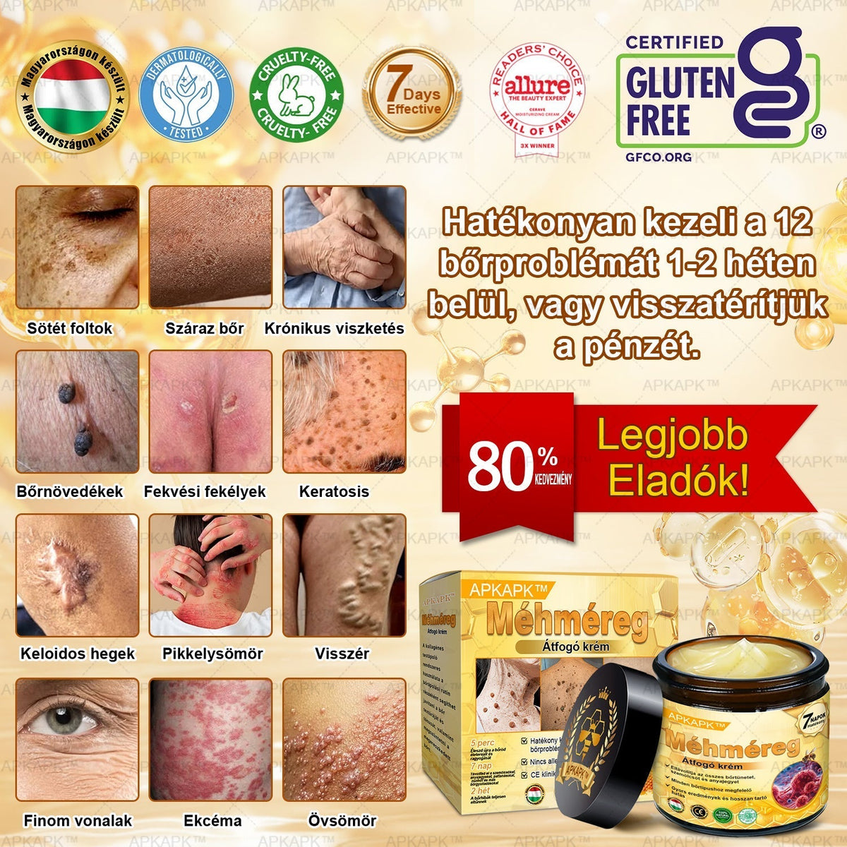 APKAPK® Méhméreges Bőrregeneráló & Feszesítő Krém– Prémium Anti-Aging Ápolás Érett és Érzékeny Bőrre
