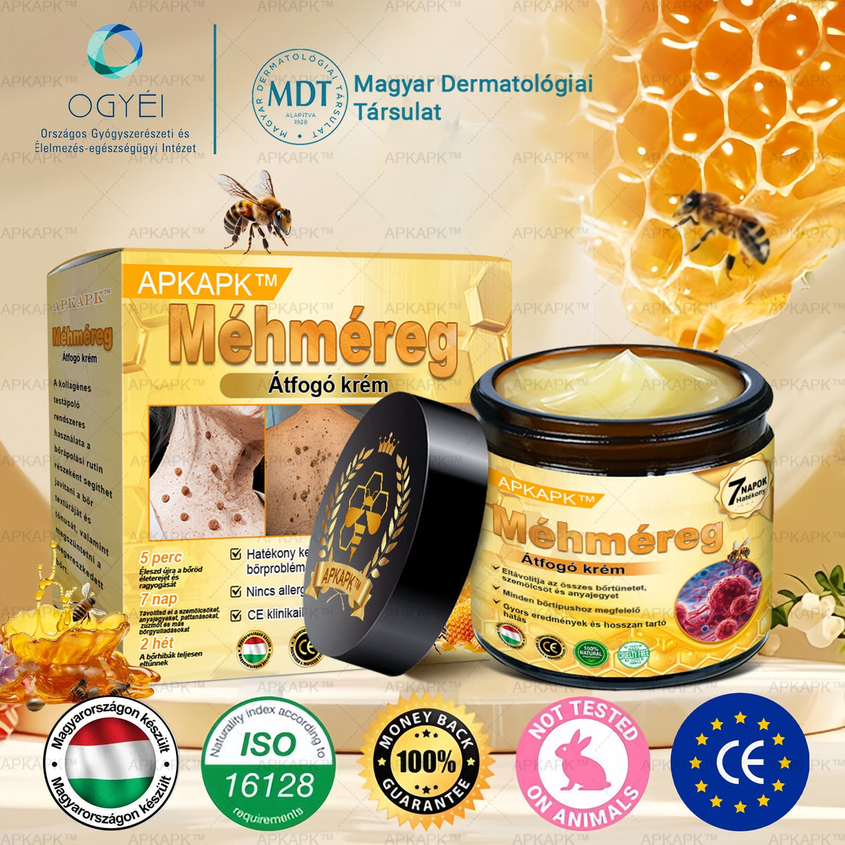 APKAPK® Méhméreges Bőrregeneráló & Feszesítő Krém– Prémium Anti-Aging Ápolás Érett és Érzékeny Bőrre
