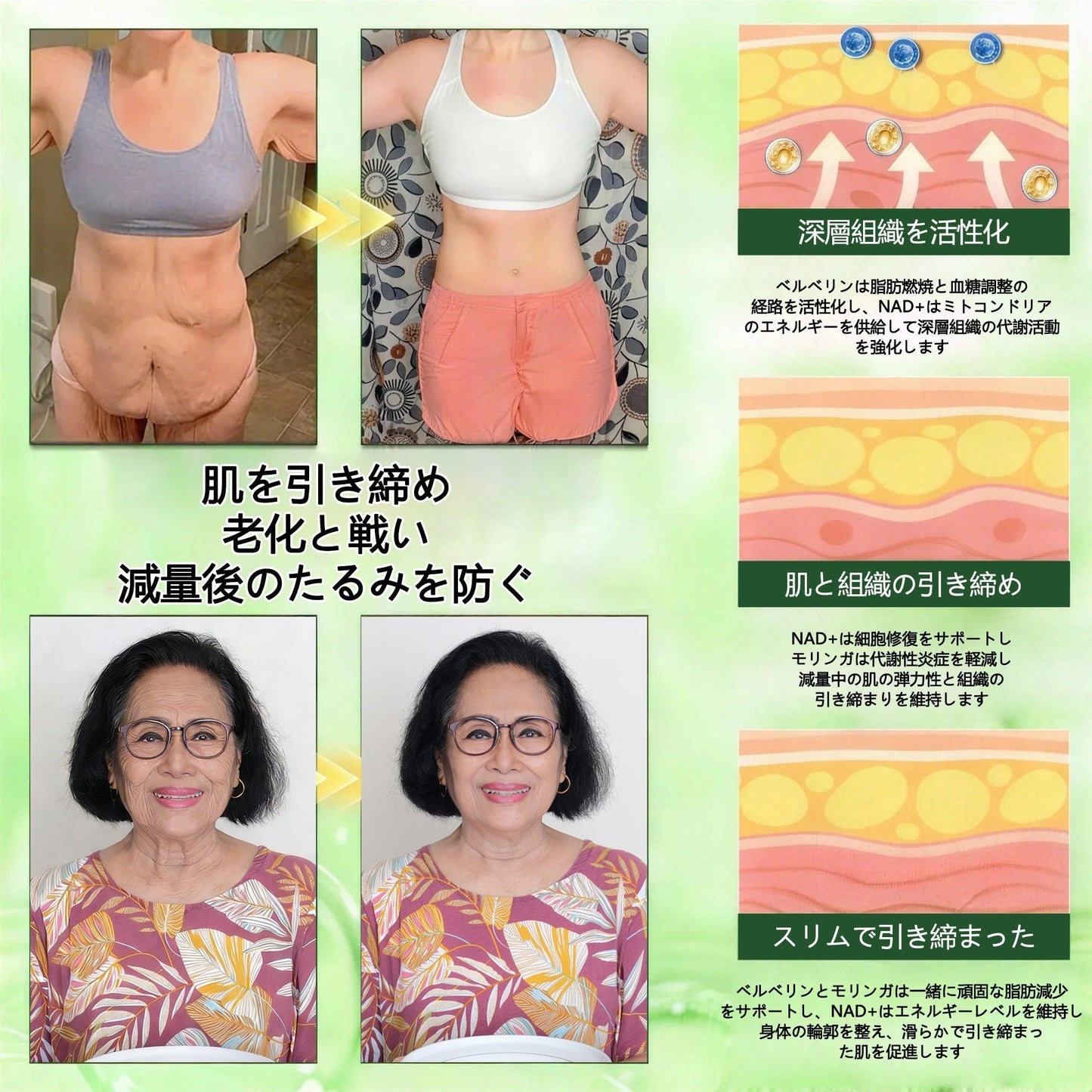 内臓脂肪対策サポート 🚚 送料無料👨‍⚕️👩‍⚕️GeeLemon®＆NAD+ 8-in-1 ナノ強化フォーミュラ — 肥満、肌のたるみ、糖尿病、睡眠時無呼吸症候群、関節の悩み、その他健康上の懸念にアプローチ🛍️