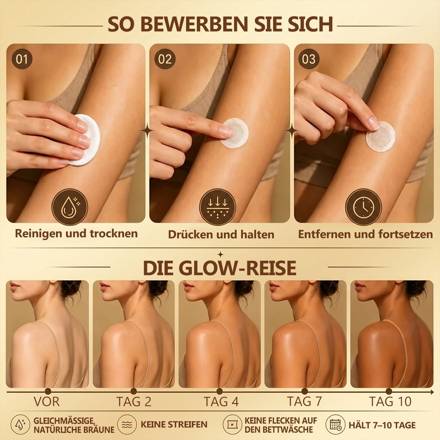🔥 NUR HEUTE: 30% Rabatt auf Hiskin® Tanning Patch 🇩🇪  ☀️ Ein Patch pro Tag ✨ Natürlich bronzene Haut in nur 7 Tagen ✅ Ohne Sonne • Ohne DHA • Ohne Orangestich • Ohne Streifen