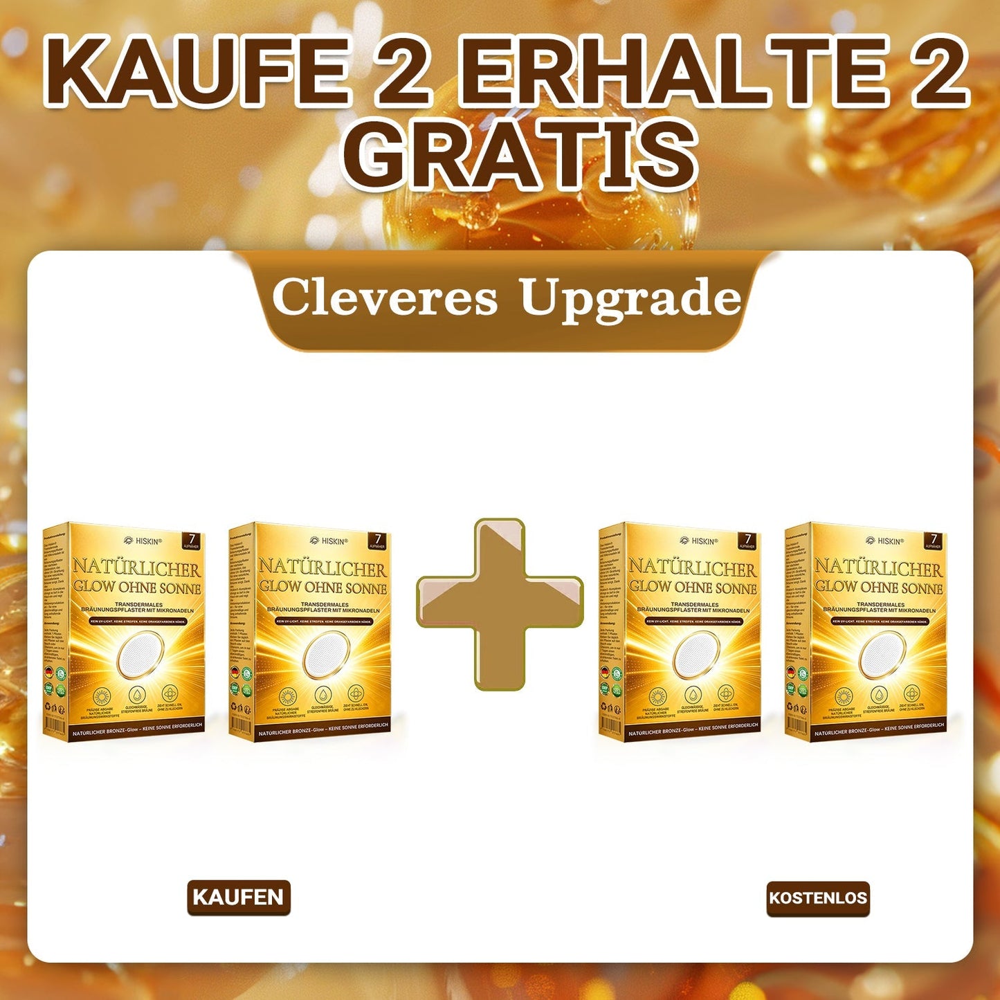 🔥 NUR HEUTE: 30% Rabatt auf Hiskin® Tanning Patch 🇩🇪  ☀️ Ein Patch pro Tag ✨ Natürlich bronzene Haut in nur 7 Tagen ✅ Ohne Sonne • Ohne DHA • Ohne Orangestich • Ohne Streifen